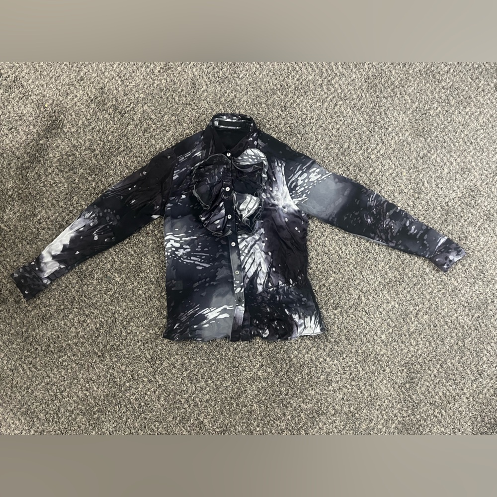 Daniela Corte ruffled silk pattern blouse size 38